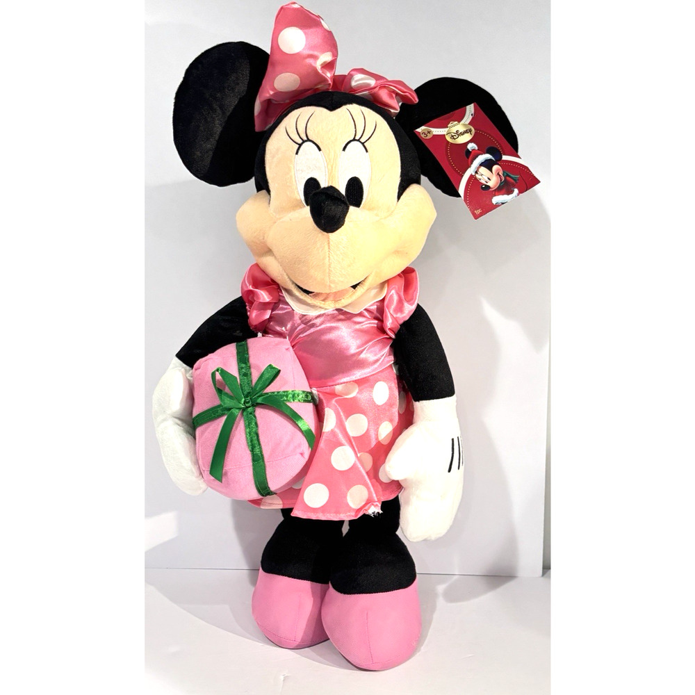 Minnie Mouse Plush Display Doll Pink Velour Dress Bow Shoes Christmas Gift NWT